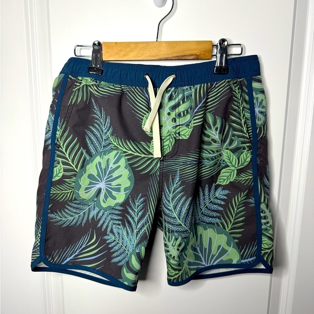 Fair Harbor Boys Tropical Print Swim Trunks Size Large